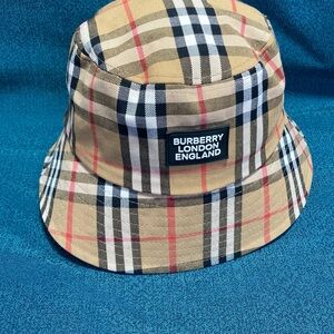 Burberry Beige and Red Plaid Bucket Hat